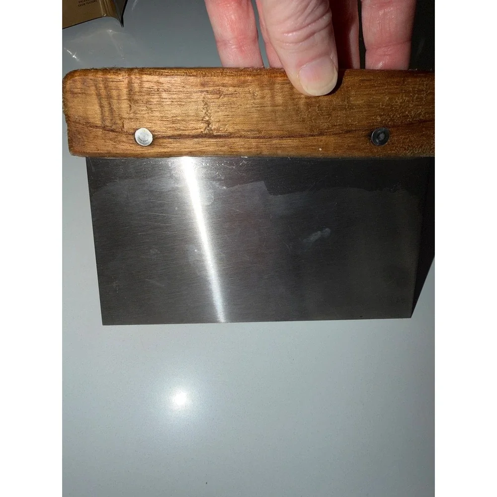 Stainless Steel Bench Scraper Dough Cutter with Wooden Handle 6 Inch vintage